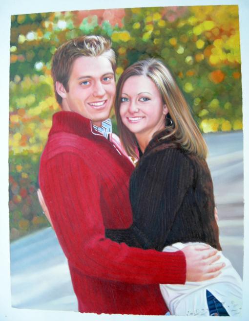 Young Couple Oil Portrait