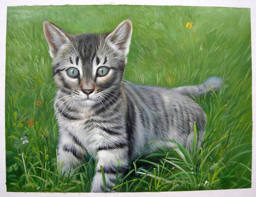Female Kitten Oil Portrait