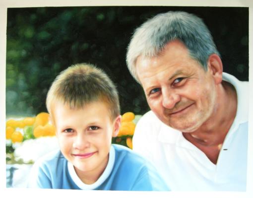 Father and Son Oil Portrait